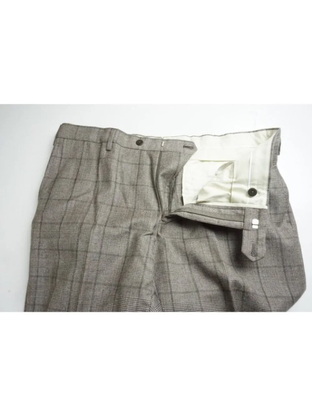 Caruso Gray Brown Plaid Flannel S110s Wool 2 Pc Suit Jacket Pant 42 US NEW